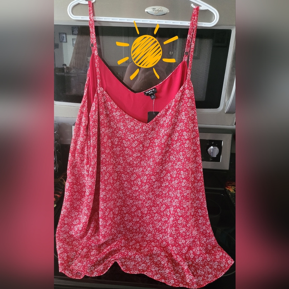 Torrid Red Floral Tank Top